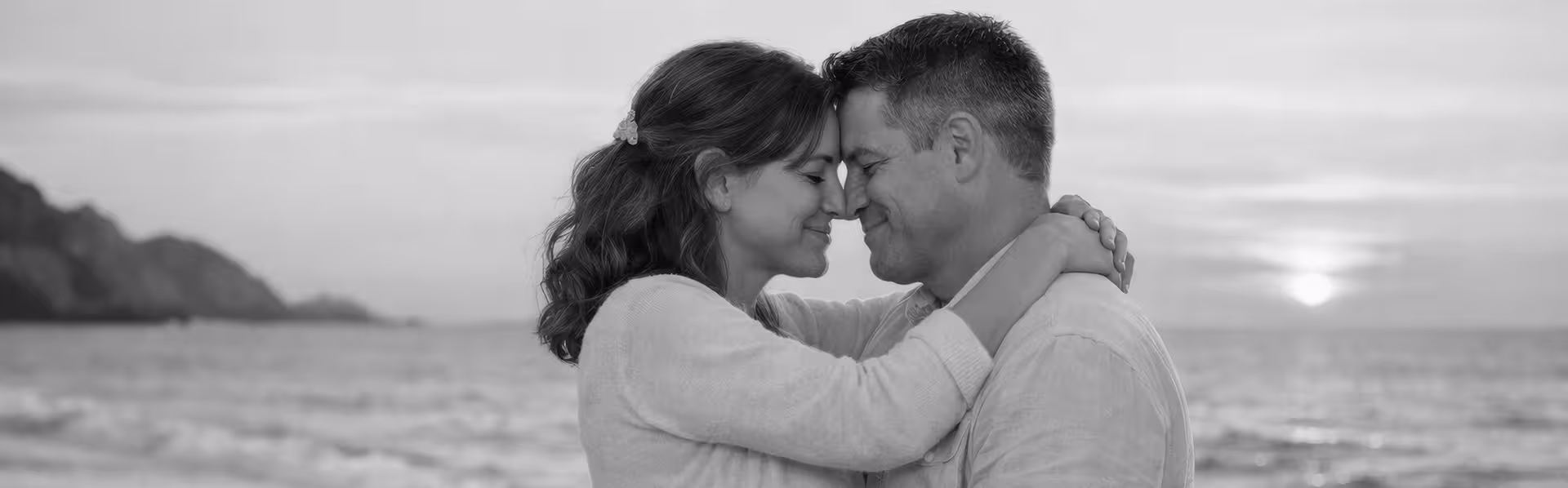 Couple reconnecting on a beach
